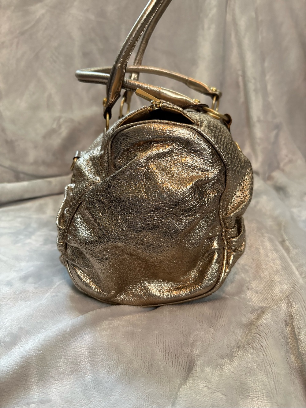 Castellari Milano Metallic Gold Leather Shoulder Bag - Vintage Y2K - Picture 6 of 8
